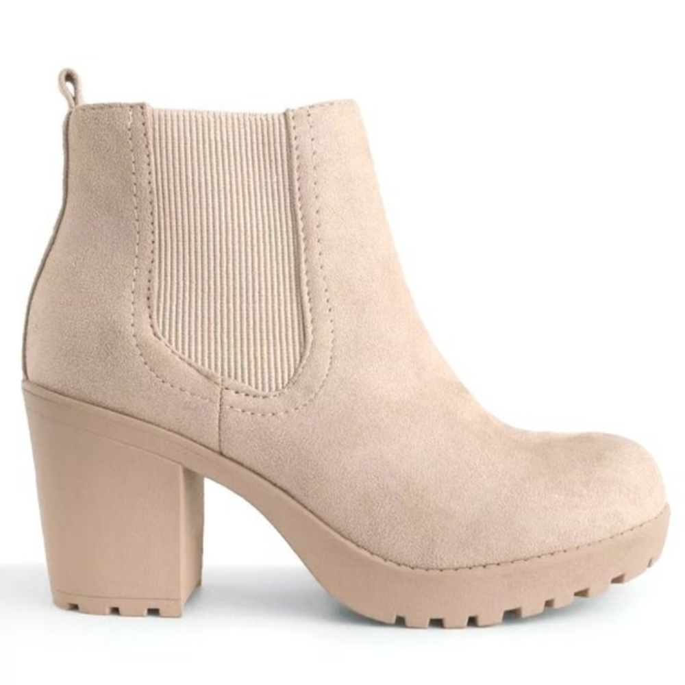 Soda Chelsea Beige Ankle Booties